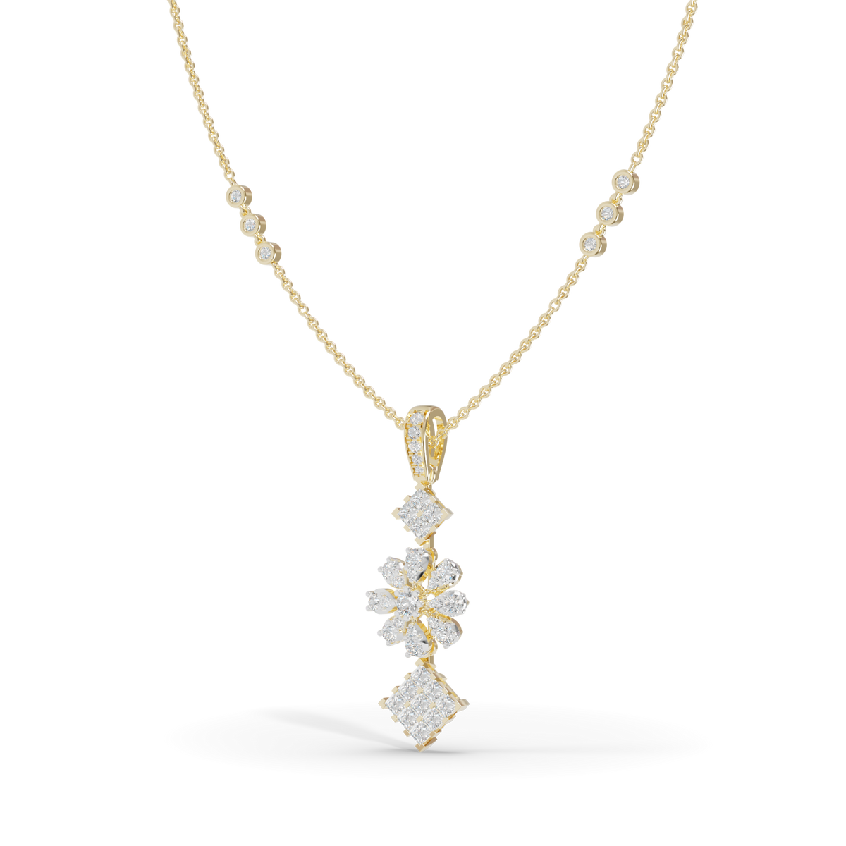 Guru Jewel's Blossom and Square Cluster Pendant for Her
