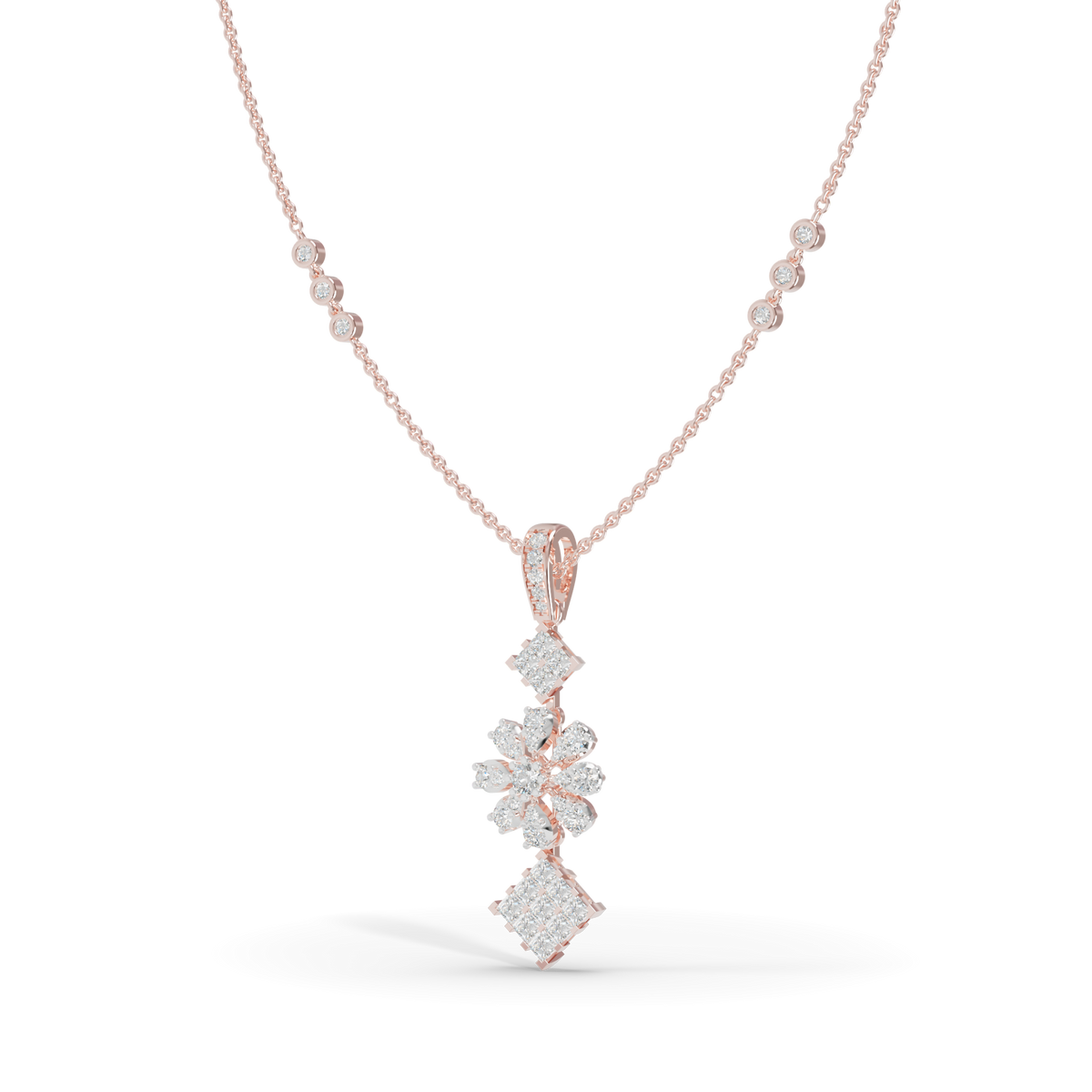 Guru Jewel's Blossom and Square Cluster Pendant for Her