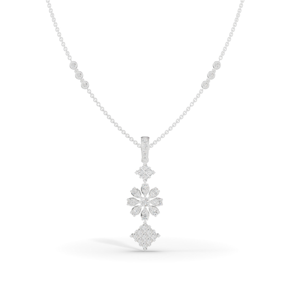 Guru Jewel's Blossom and Square Cluster Pendant for Her