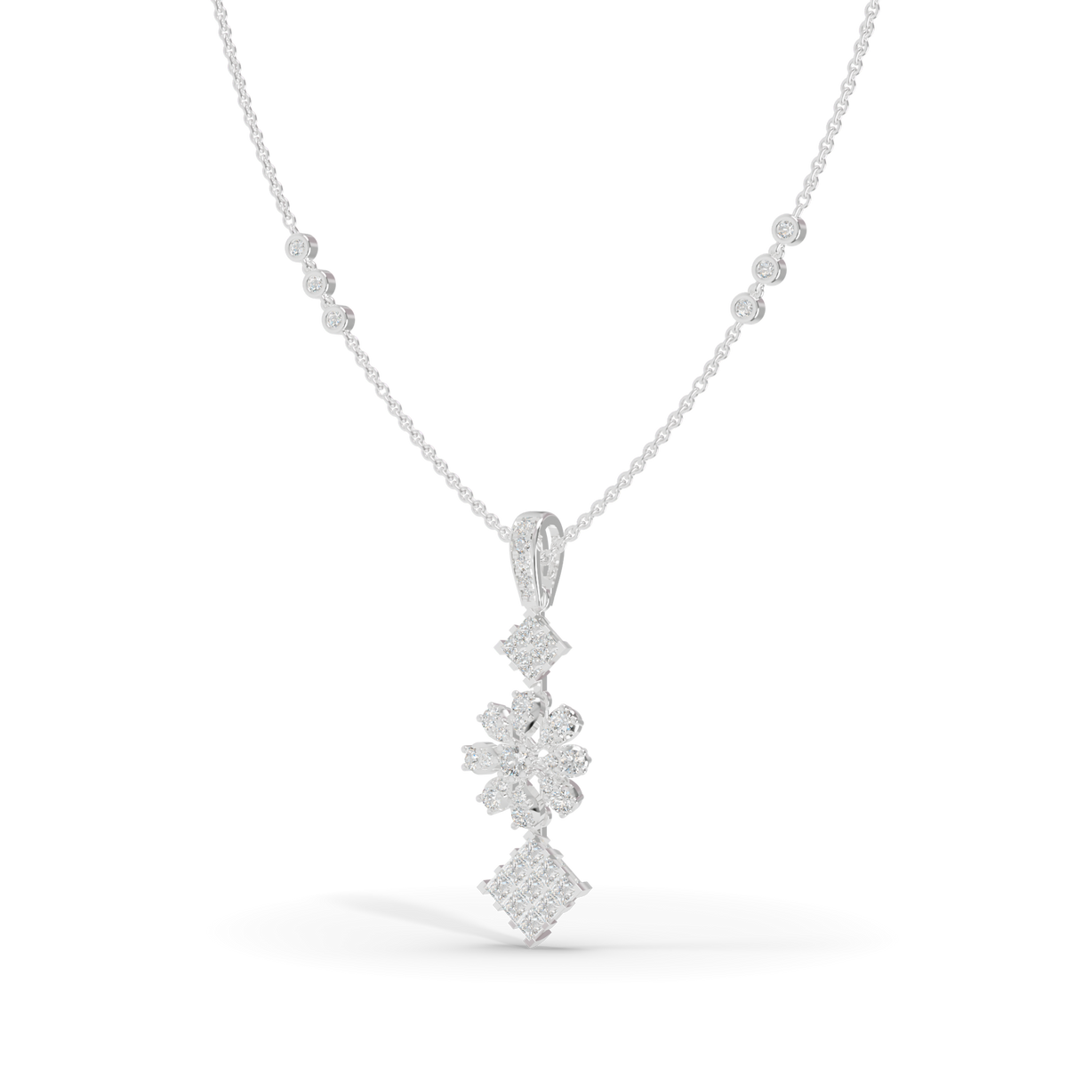 Guru Jewel's Blossom and Square Cluster Pendant for Her