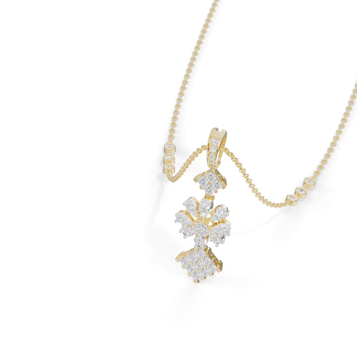 Guru Jewel's Blossom and Square Cluster Pendant for Her