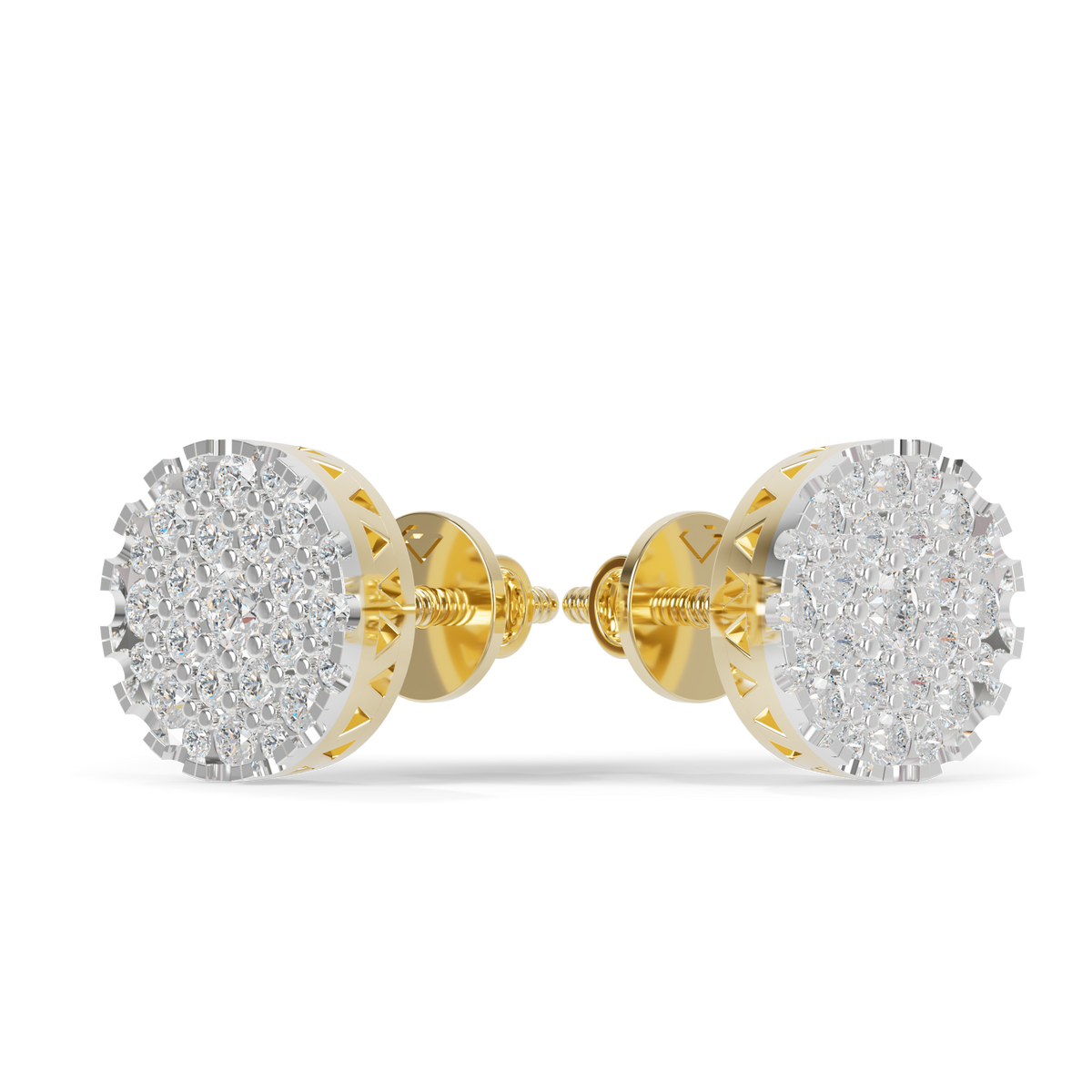 Guru Jewel's Round Diamond Studded Diamond Round Shape Earrings  For Her