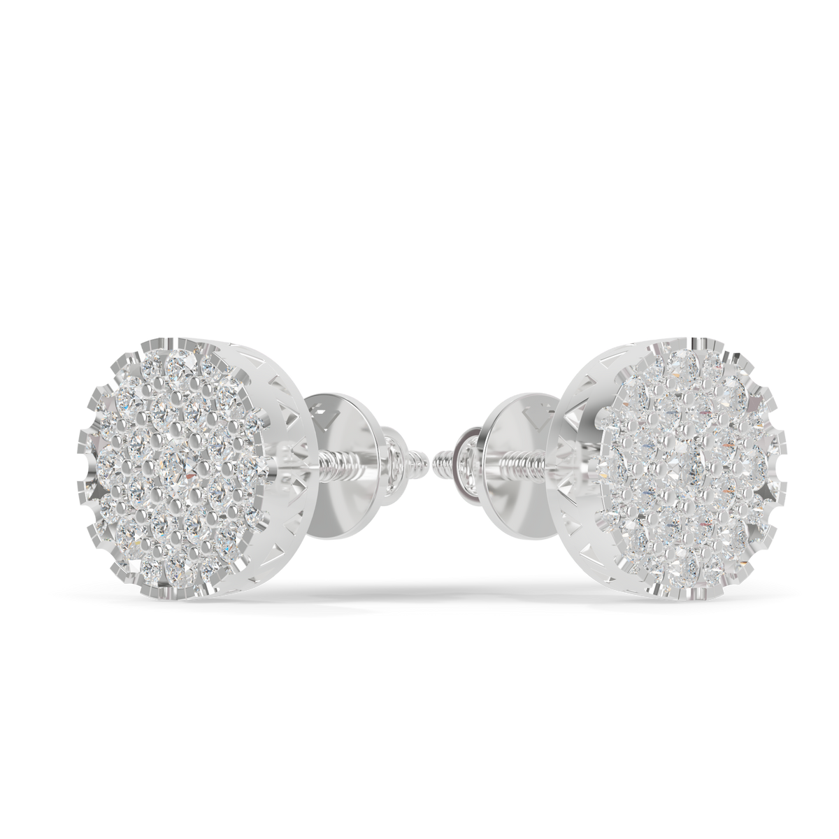 Guru Jewel's Round Diamond Studded Diamond Round Shape Earrings  For Her
