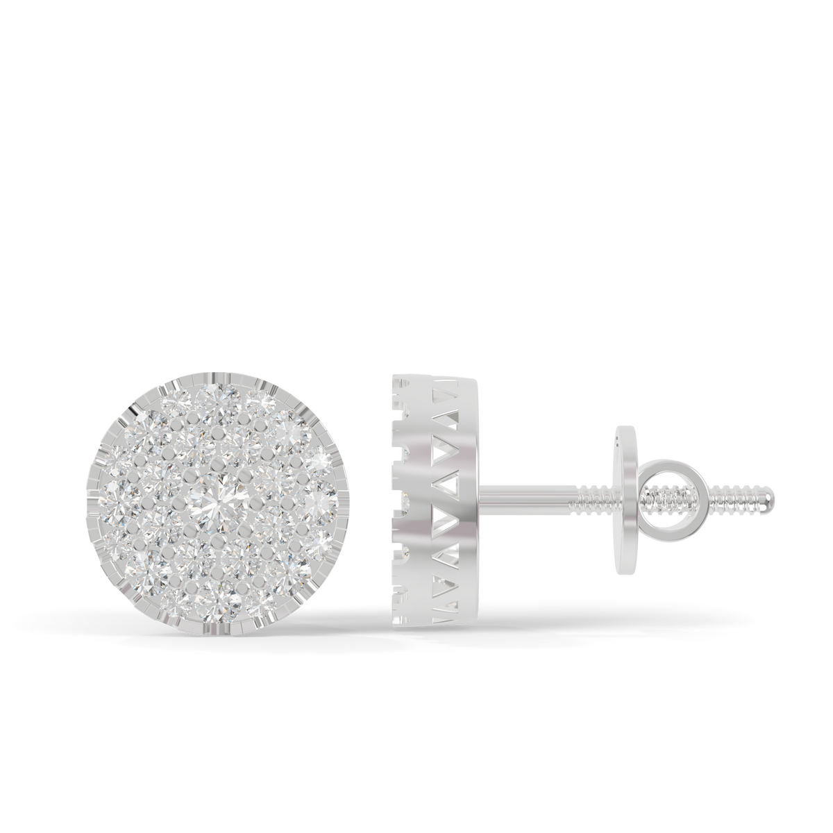 Guru Jewel's Round Diamond Studded Diamond Round Shape Earrings  For Her