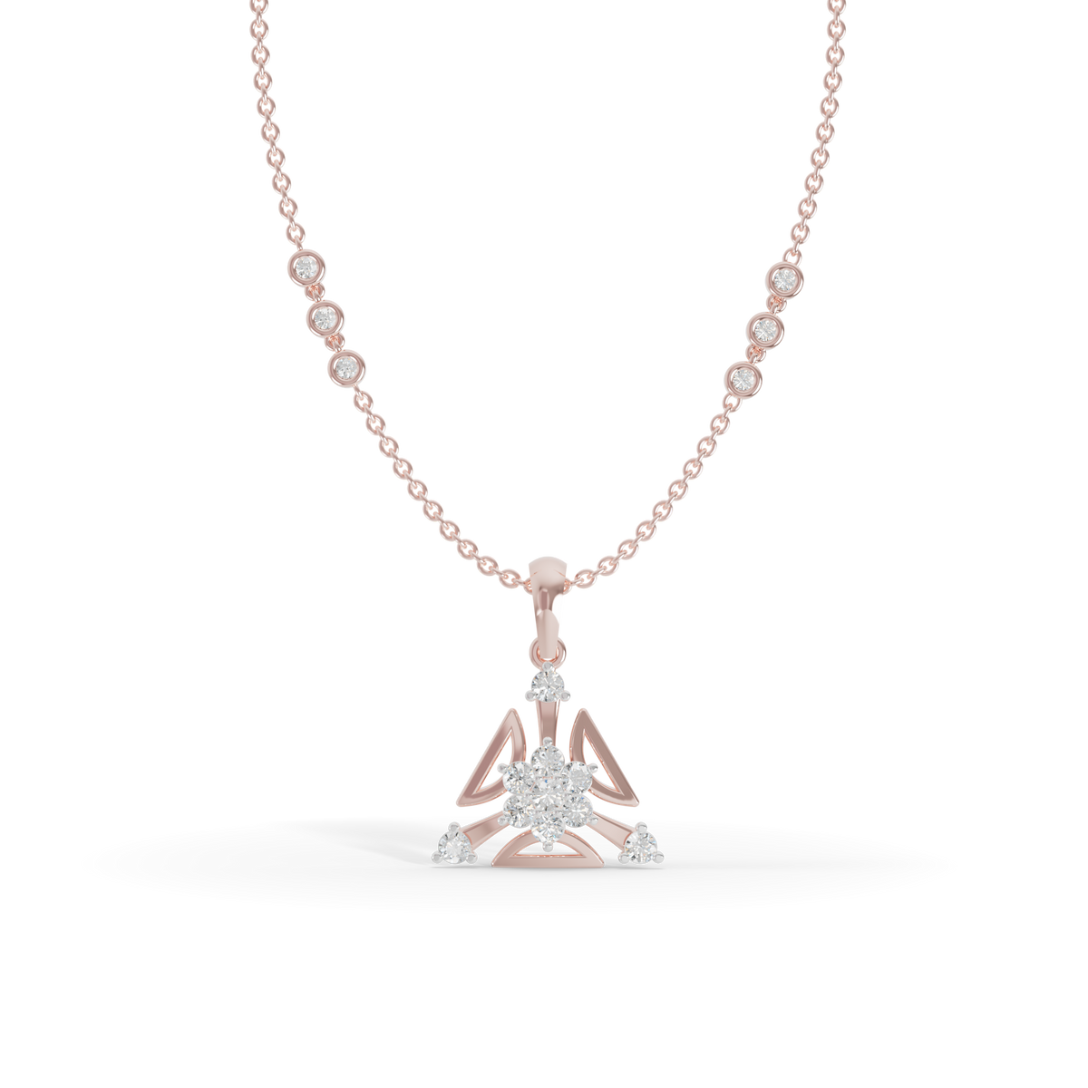 Guru Jewel's Three Petal Open Design Diamond Pendant for Her