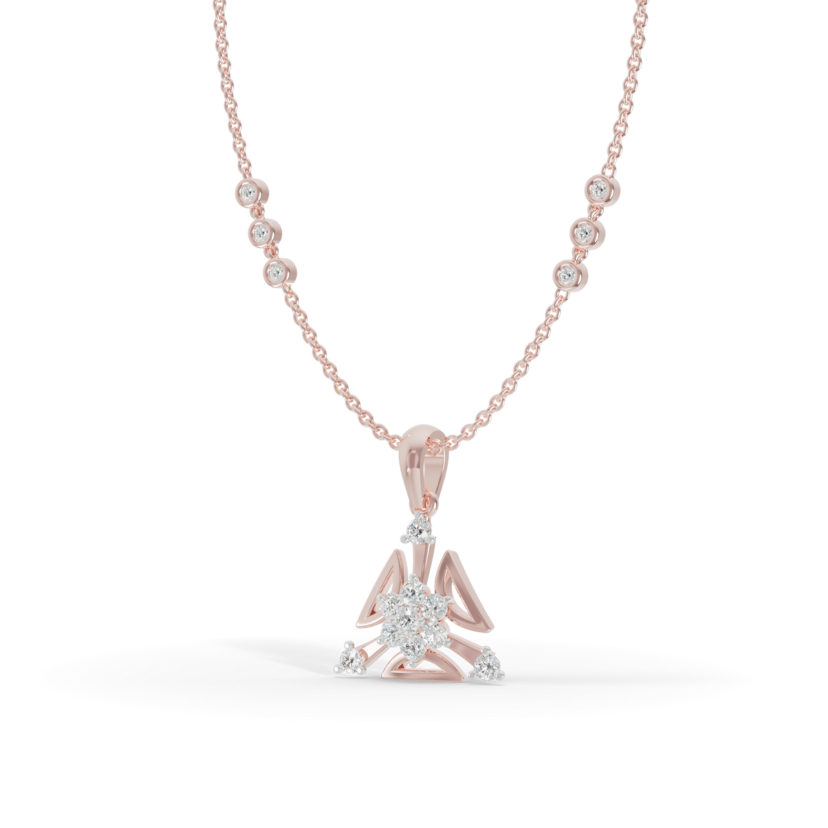 Guru Jewel's Three Petal Open Design Diamond Pendant for Her