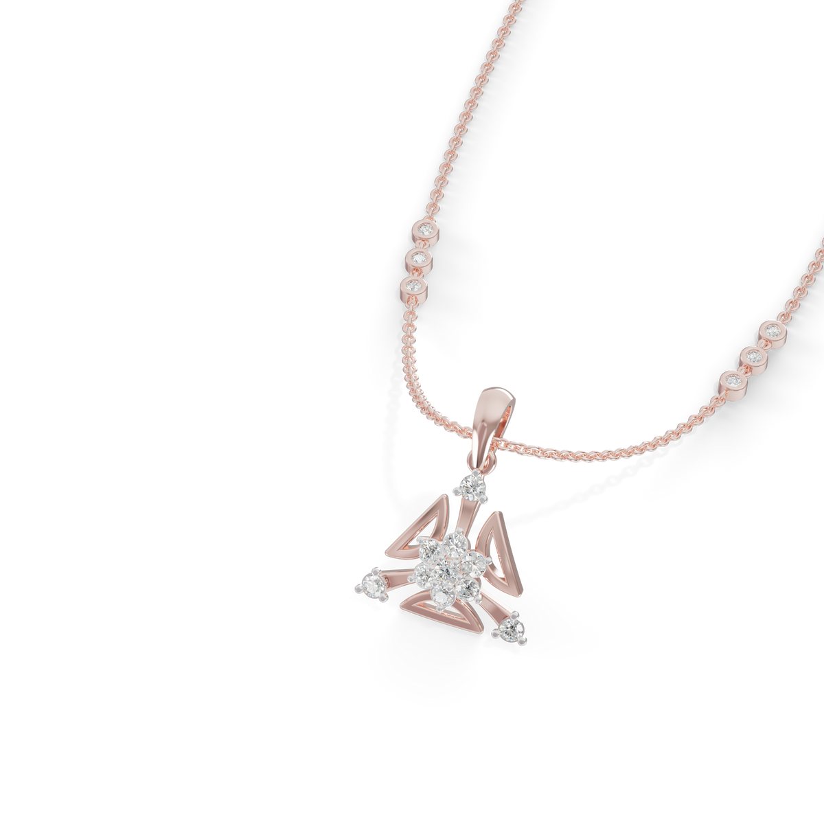 Guru Jewel's Three Petal Open Design Diamond Pendant for Her