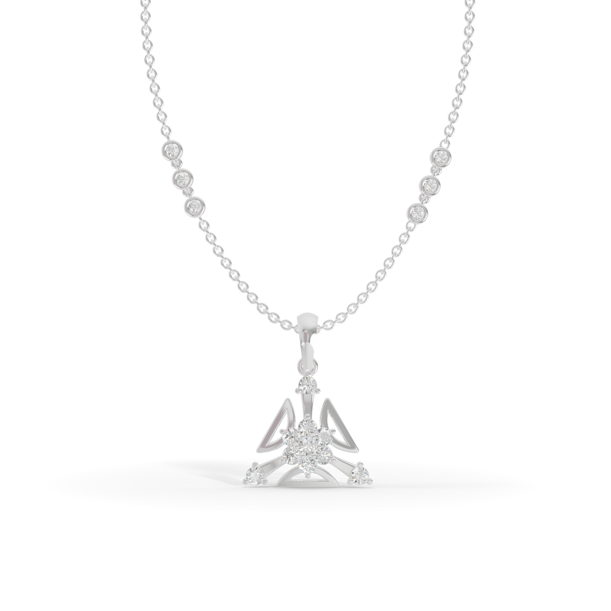 Guru Jewel's Three Petal Open Design Diamond Pendant for Her