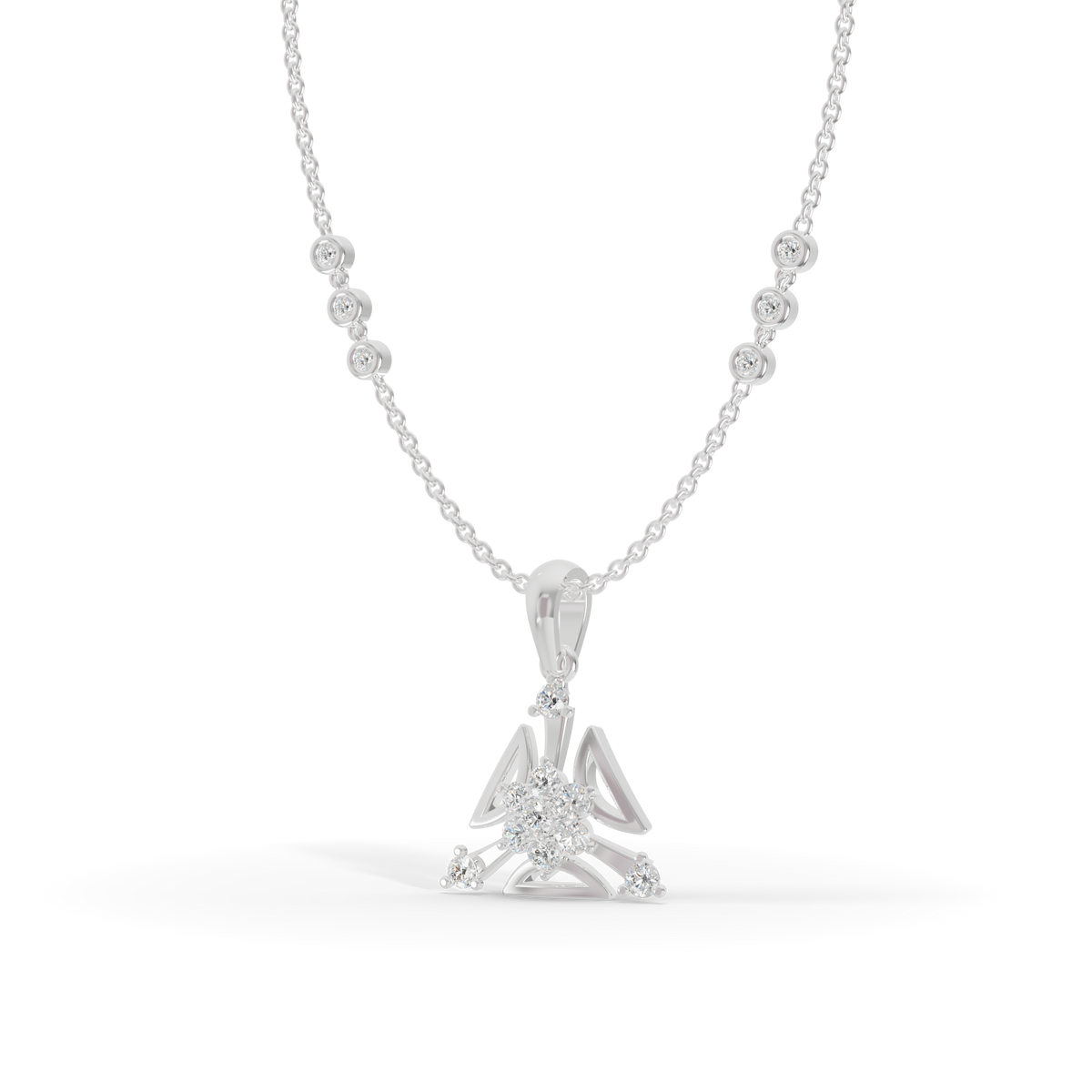 Guru Jewel's Three Petal Open Design Diamond Pendant for Her