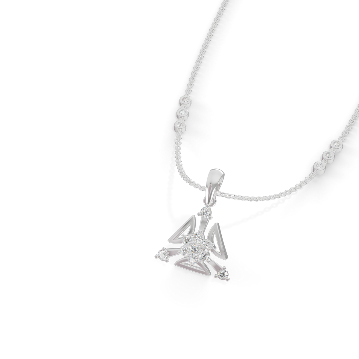 Guru Jewel's Three Petal Open Design Diamond Pendant for Her