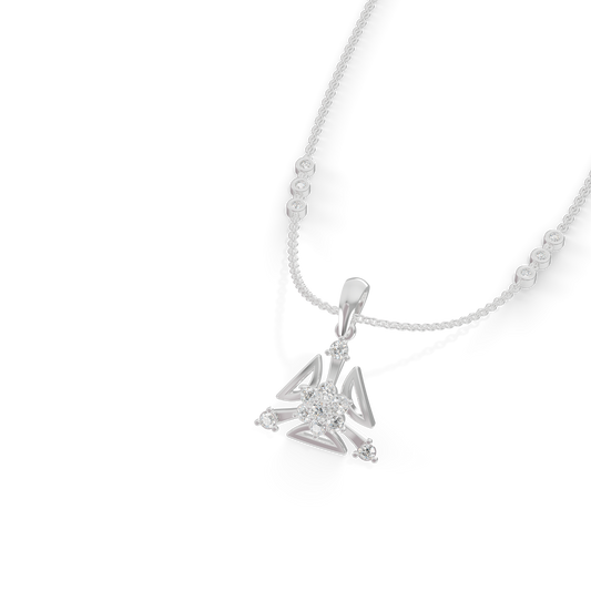 Guru Jewel's Three Petal Open Design Diamond Pendant for Her