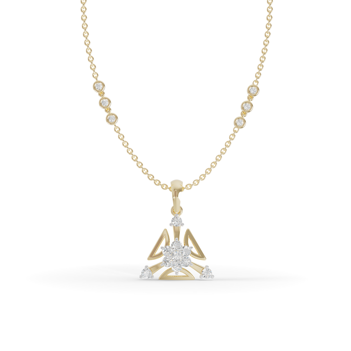 Guru Jewel's Three Petal Open Design Diamond Pendant for Her