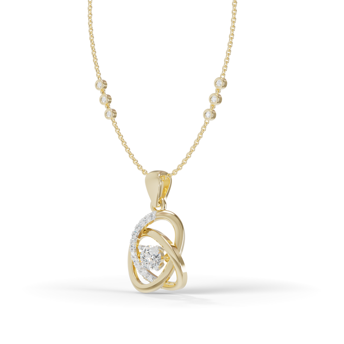Guru Jewel's Prong-Set Center Stone with  Interlocking Loop Pendant  for Her