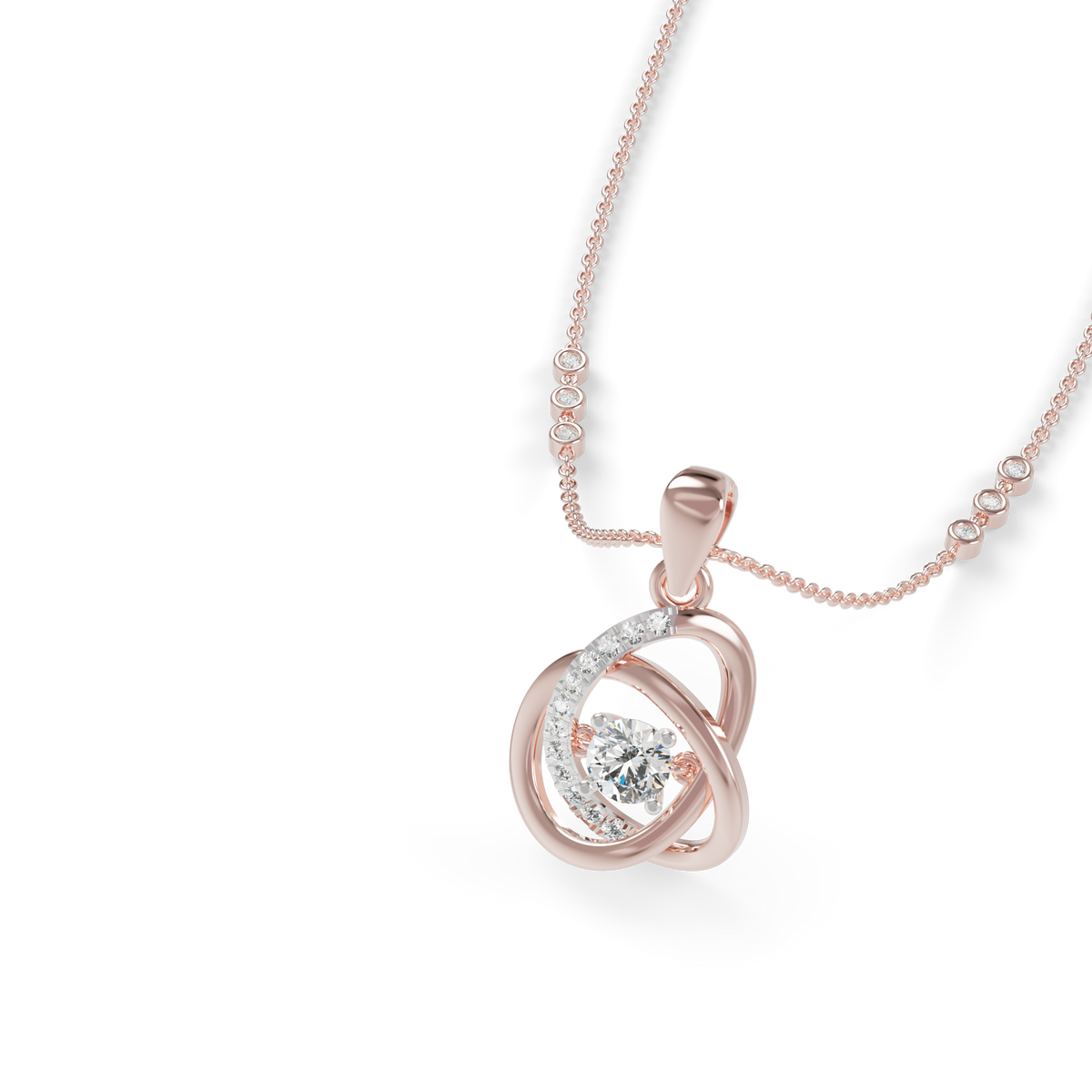 Guru Jewel's Prong-Set Center Stone with  Interlocking Loop Pendant  for Her