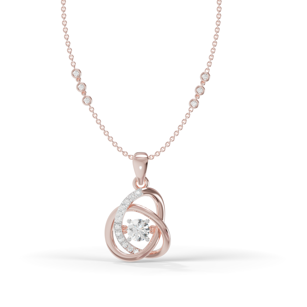 Guru Jewel's Prong-Set Center Stone with  Interlocking Loop Pendant  for Her
