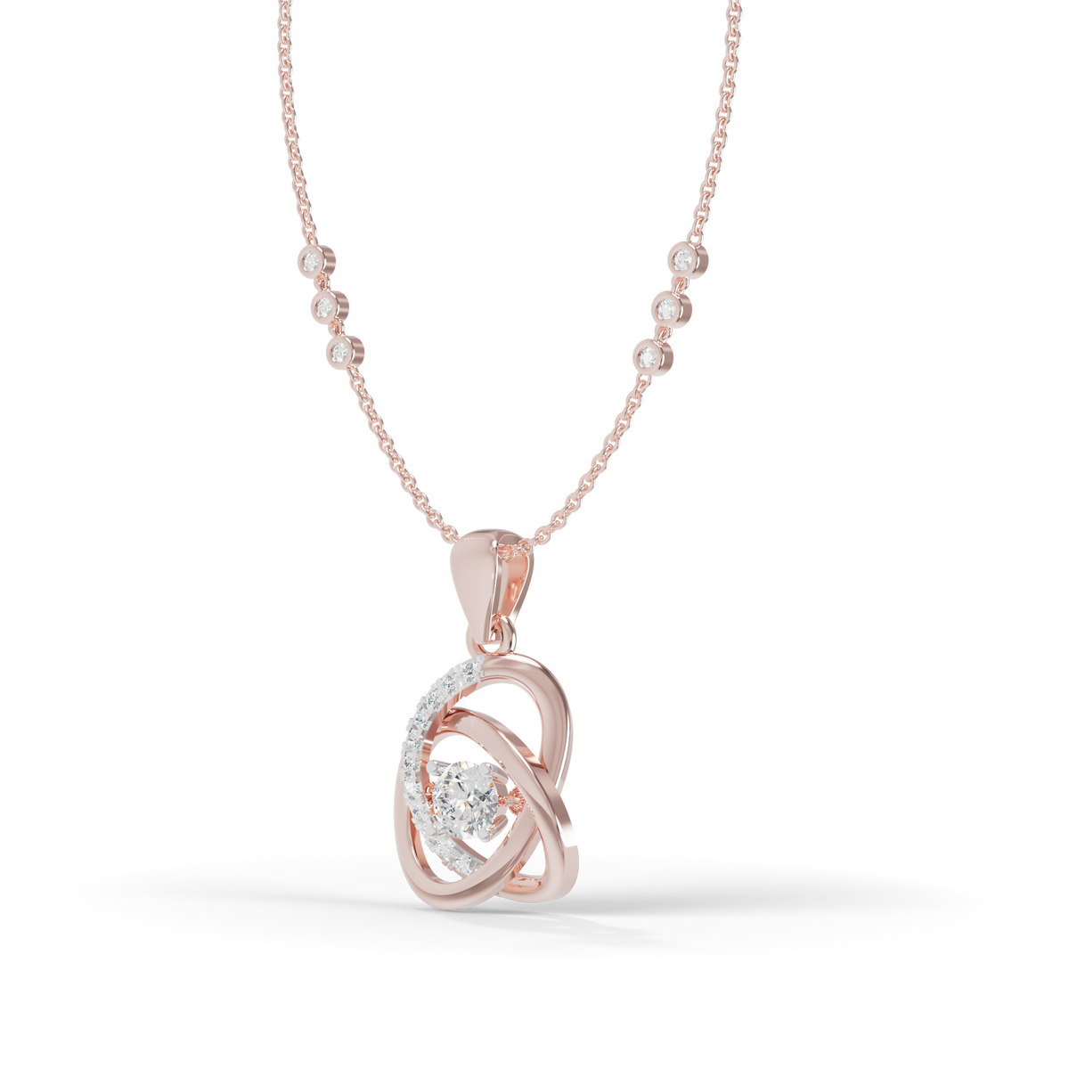 Guru Jewel's Prong-Set Center Stone with  Interlocking Loop Pendant  for Her