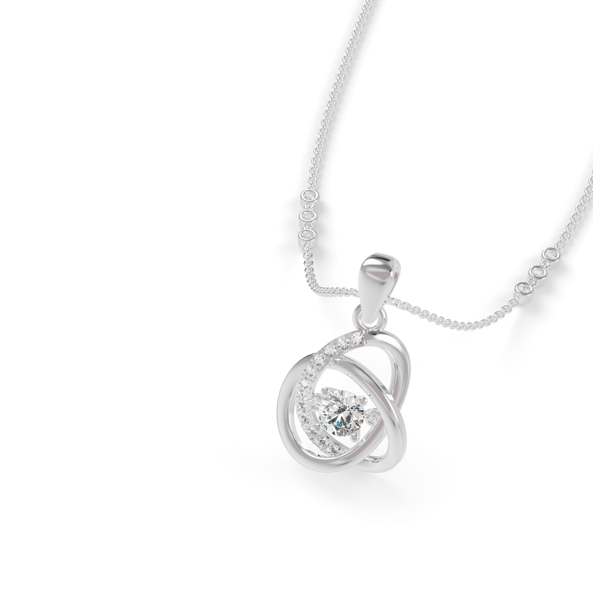 Guru Jewel's Prong-Set Center Stone with  Interlocking Loop Pendant  for Her