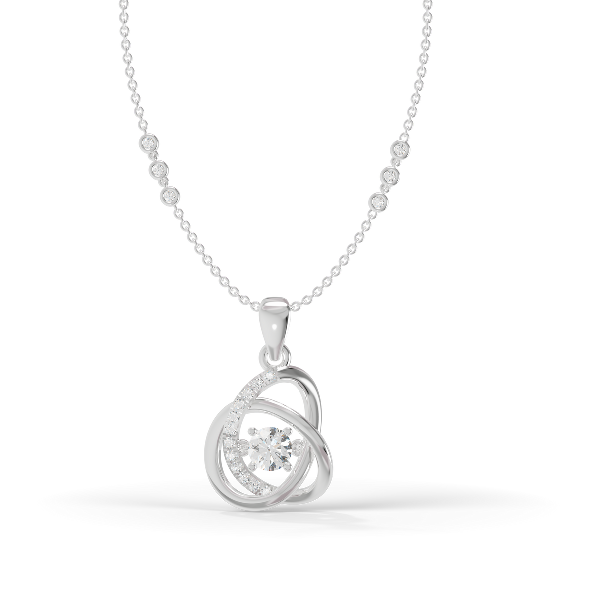 Guru Jewel's Prong-Set Center Stone with  Interlocking Loop Pendant  for Her