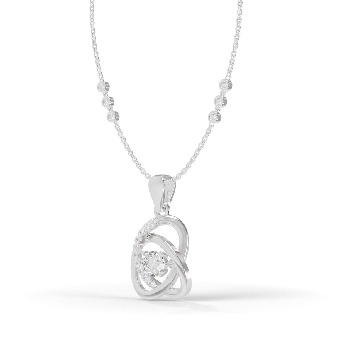 Guru Jewel's Prong-Set Center Stone with  Interlocking Loop Pendant  for Her