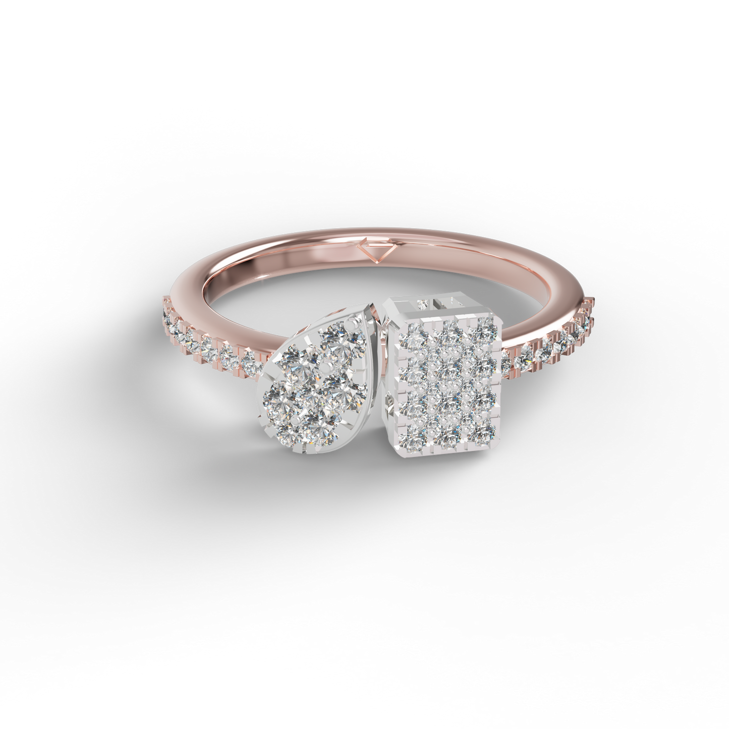 Guru Jewel's Toi Et Moi Round C.Z Diamond Studded Silver Ring For Her