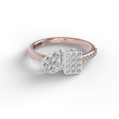 Guru Jewel's Toi Et Moi Round C.Z Diamond Studded Silver Ring For Her