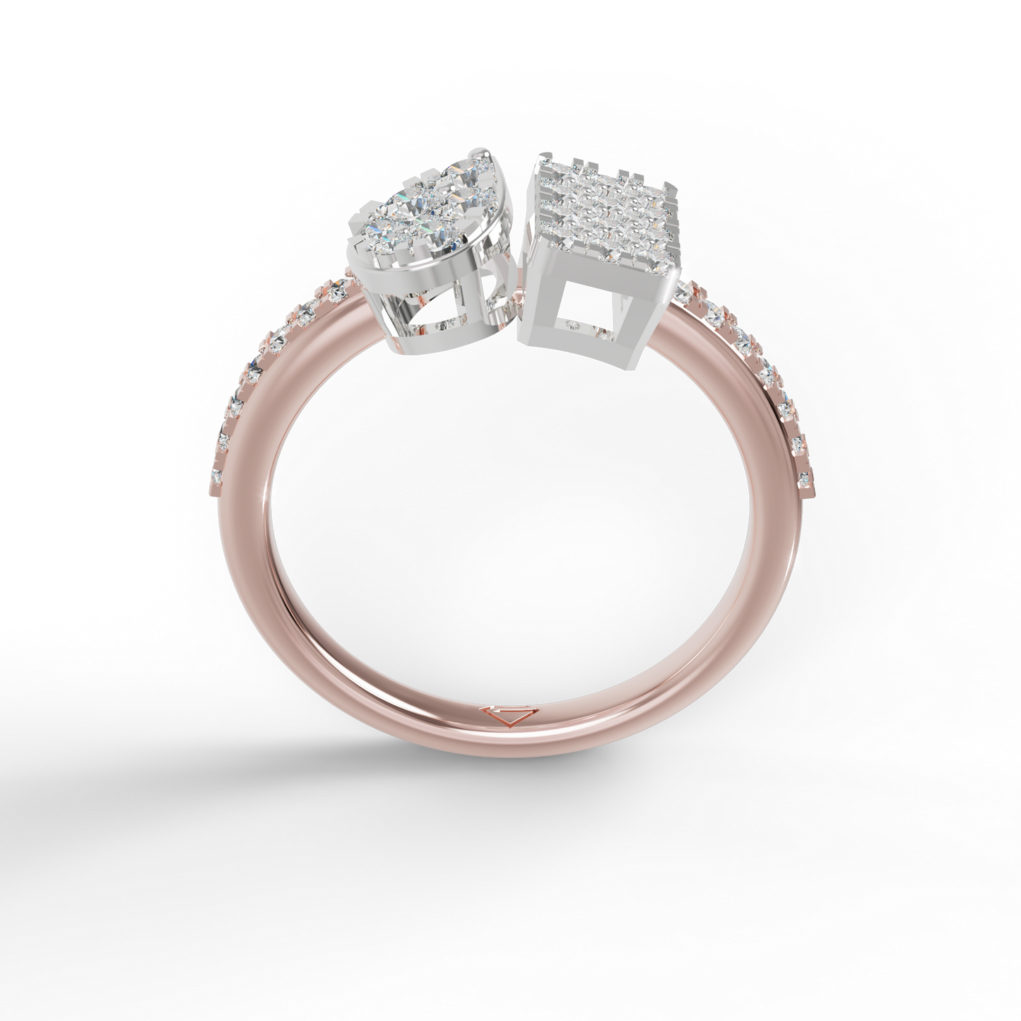 Guru Jewel's Toi Et Moi Round C.Z Diamond Studded Silver Ring For Her