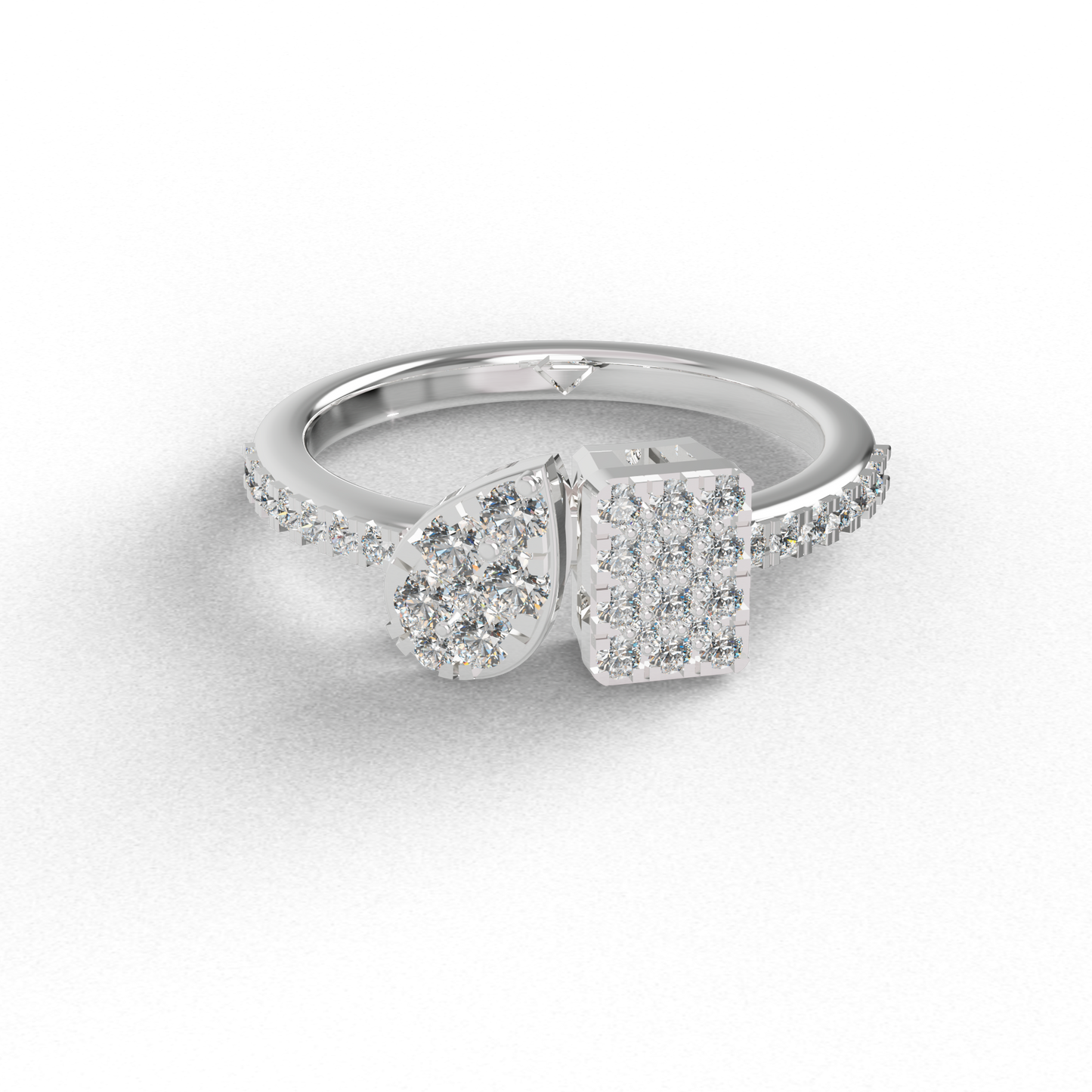 Guru Jewel's Toi Et Moi Round C.Z Diamond Studded Silver Ring For Her
