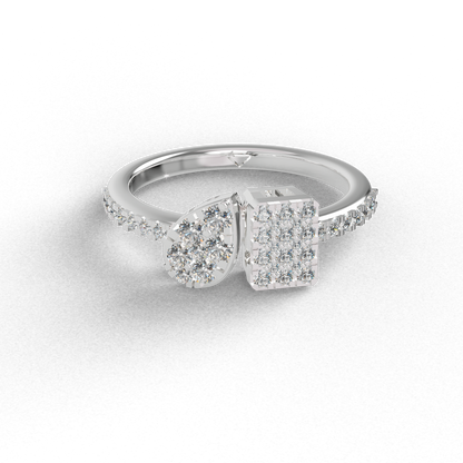 Guru Jewel's Toi Et Moi Round C.Z Diamond Studded Silver Ring For Her