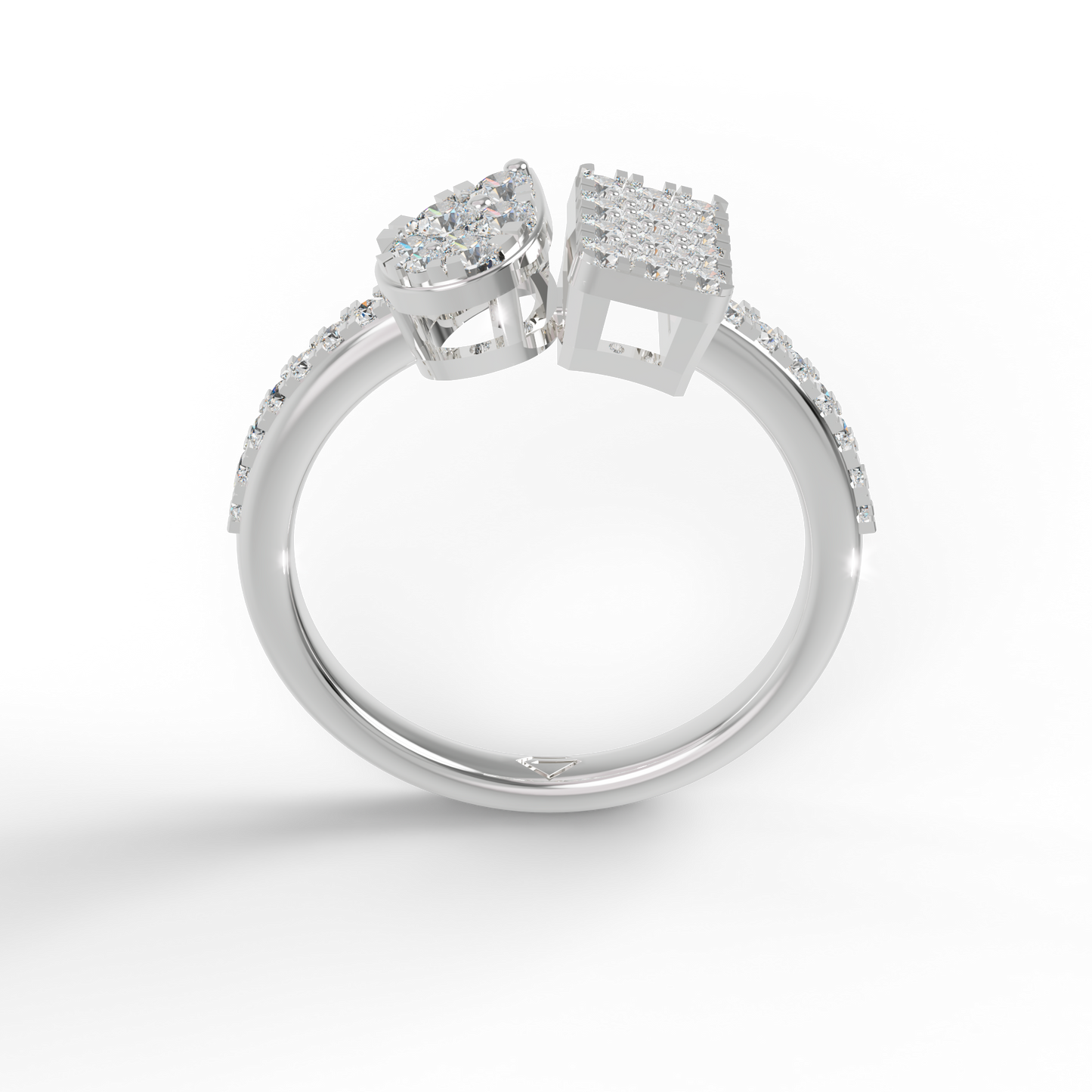 Guru Jewel's Toi Et Moi Round C.Z Diamond Studded Silver Ring For Her