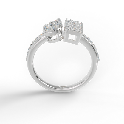 Guru Jewel's Toi Et Moi Round C.Z Diamond Studded Silver Ring For Her