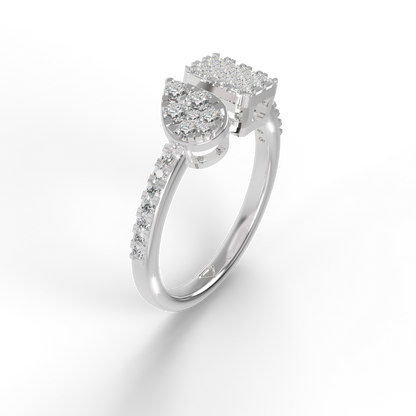 Guru Jewel's Toi Et Moi Round C.Z Diamond Studded Silver Ring For Her