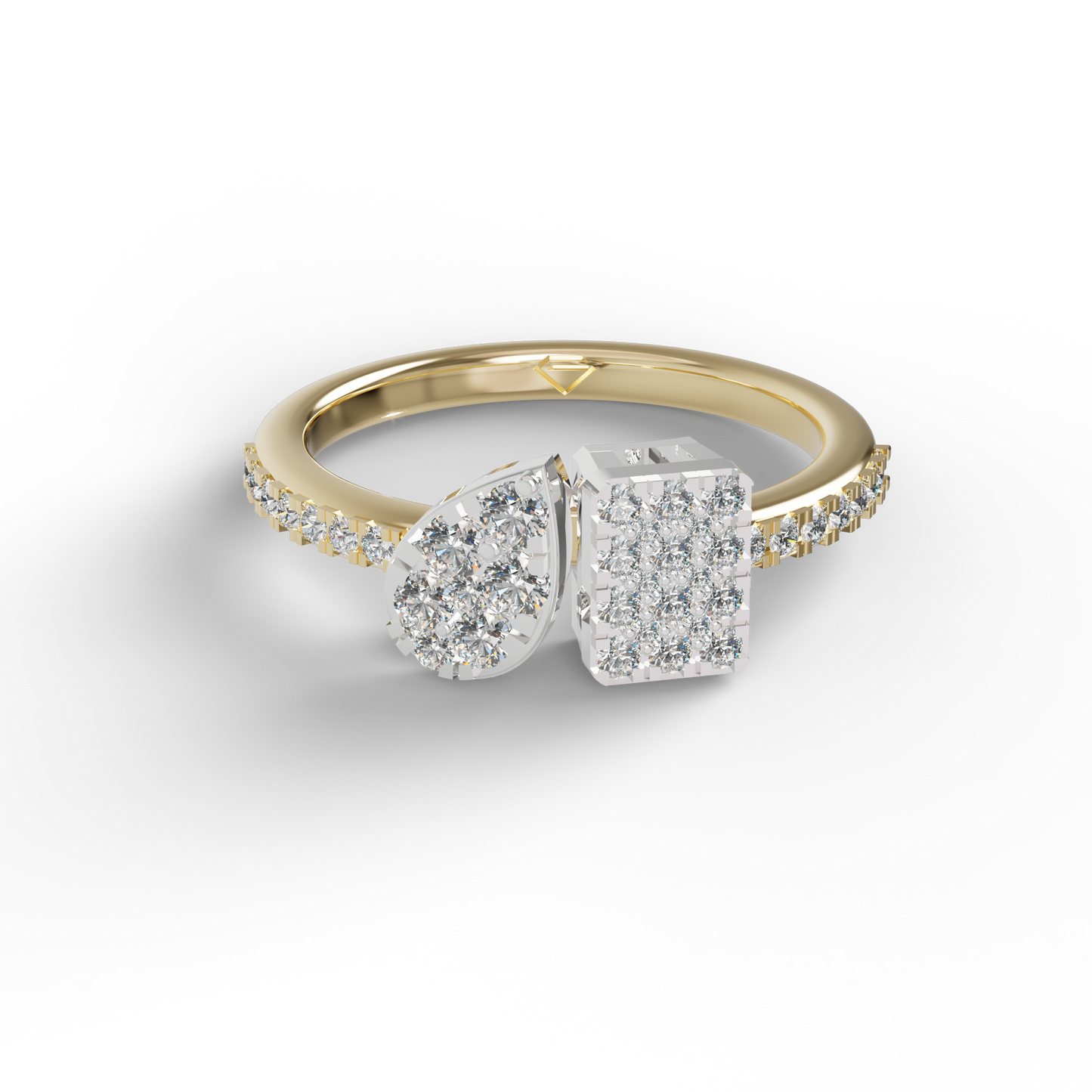 Guru Jewel's Toi Et Moi Round C.Z Diamond Studded Silver Ring For Her