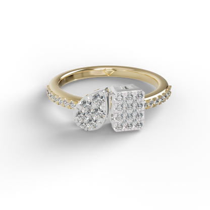 Guru Jewel's Toi Et Moi Round C.Z Diamond Studded Silver Ring For Her