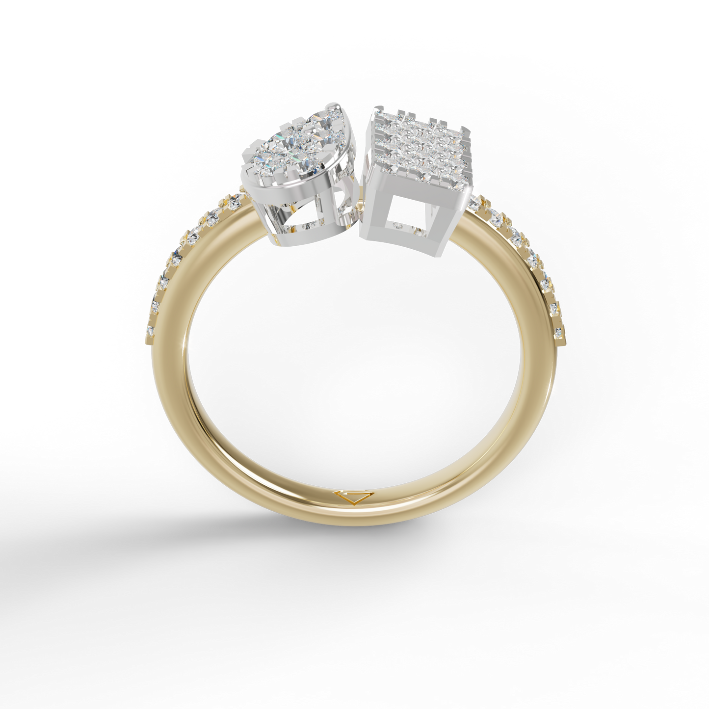 Guru Jewel's Toi Et Moi Round C.Z Diamond Studded Silver Ring For Her