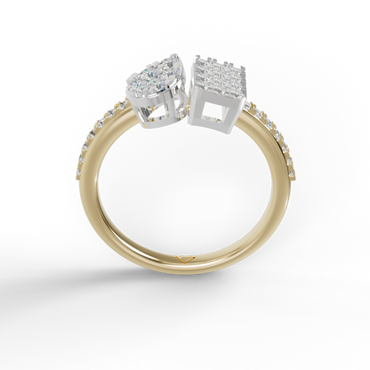 Guru Jewel's Toi Et Moi Round C.Z Diamond Studded Silver Ring For Her