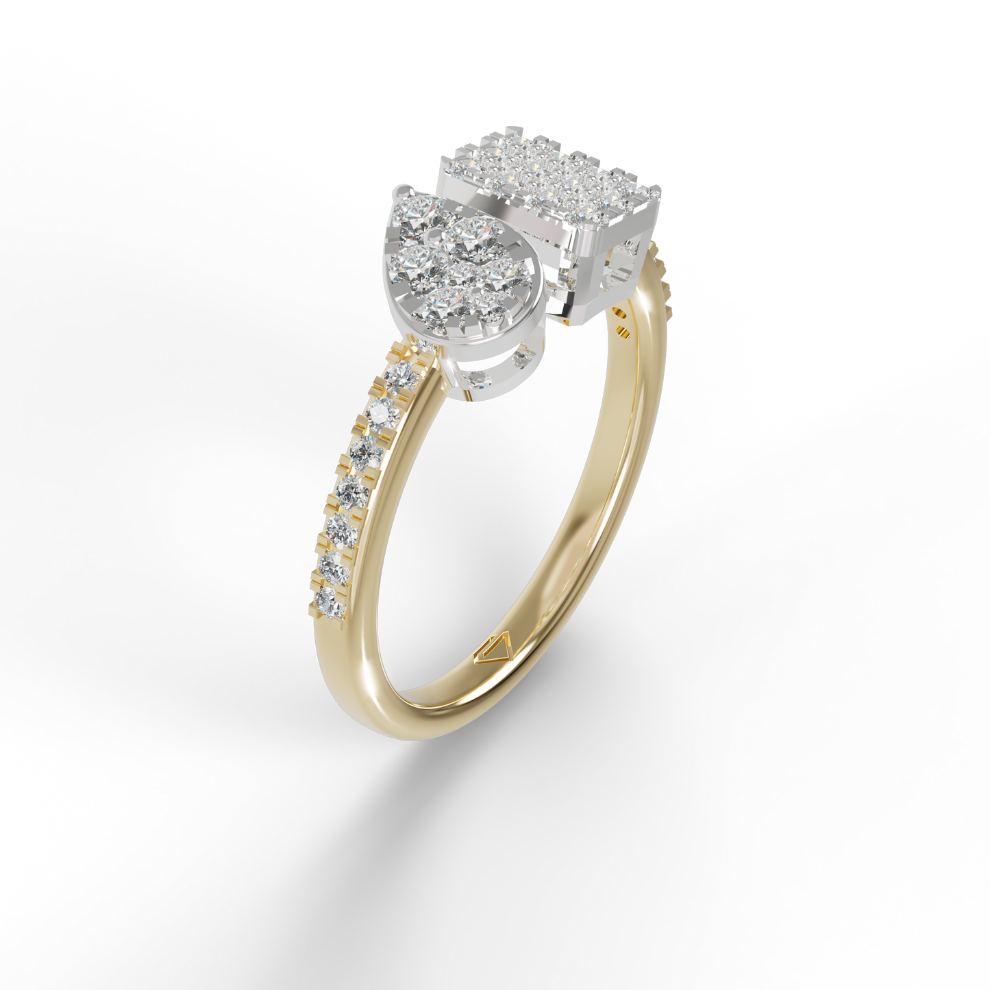 Guru Jewel's Toi Et Moi Round C.Z Diamond Studded Silver Ring For Her