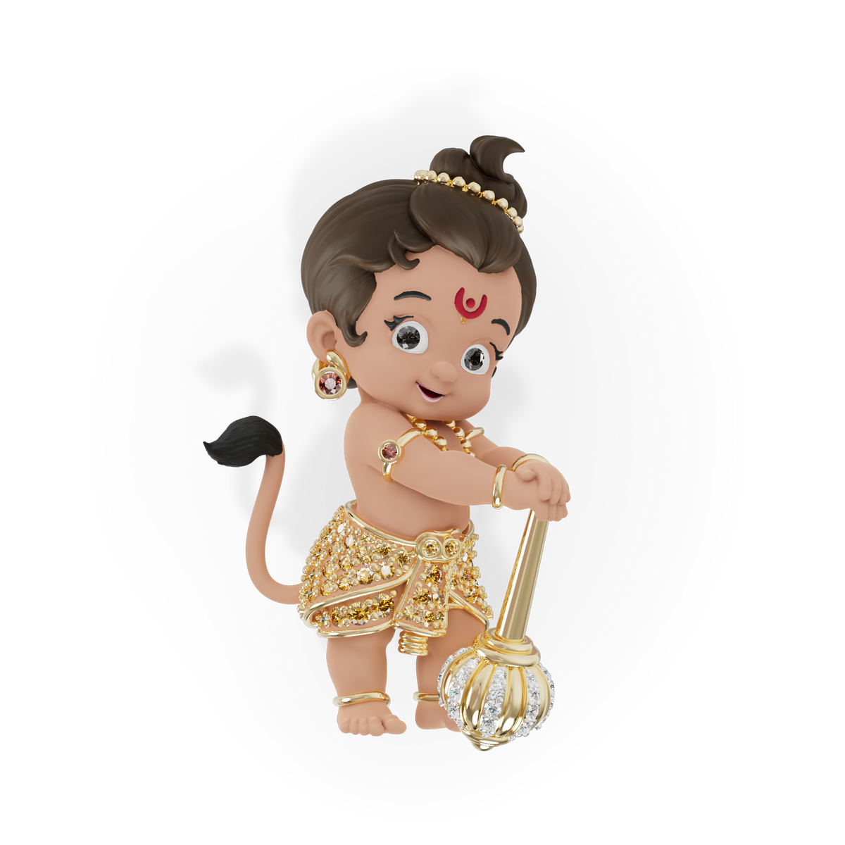 Guru Jewel's Cute Little Bal Bajrangbali Silver Pendant for Her