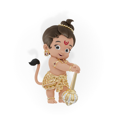 Guru Jewel's Cute Little Bal Bajrangbali Silver Pendant for Her