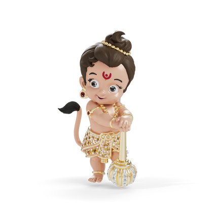 Guru Jewel's Cute Little Bal Bajrangbali Silver Pendant for Her