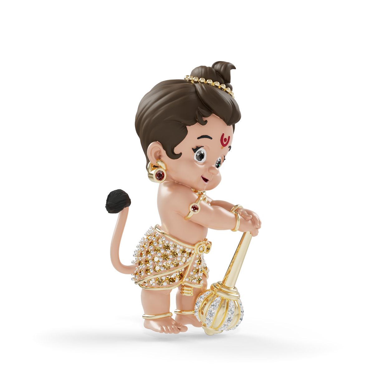 Guru Jewel's Cute Little Bal Bajrangbali Silver Pendant for Her