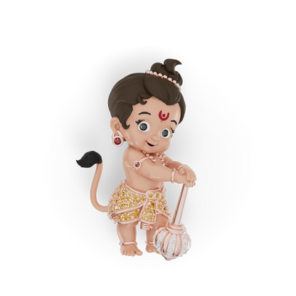 Guru Jewel's Cute Little Bal Bajrangbali Silver Pendant for Her