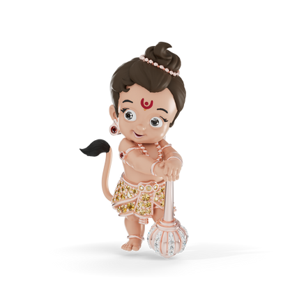 Guru Jewel's Cute Little Bal Bajrangbali Silver Pendant for Her