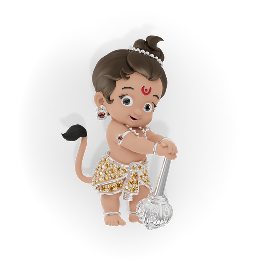 Guru Jewel's Cute Little Bal Bajrangbali Silver Pendant for Her