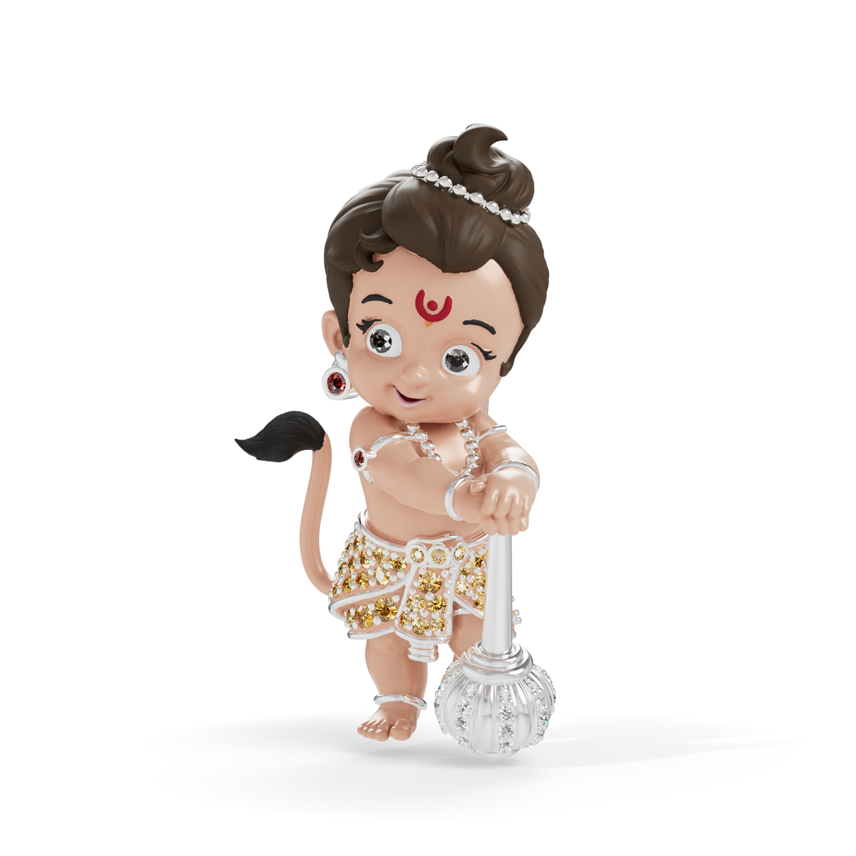Guru Jewel's Cute Little Bal Bajrangbali Silver Pendant for Her