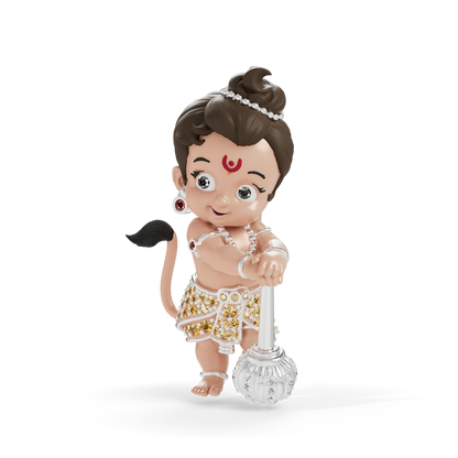 Guru Jewel's Cute Little Bal Bajrangbali Silver Pendant for Her