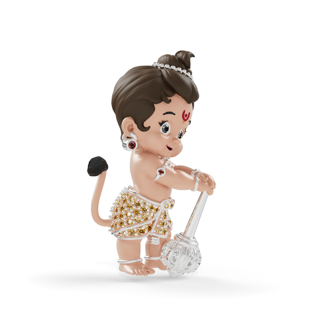 Guru Jewel's Cute Little Bal Bajrangbali Silver Pendant for Her