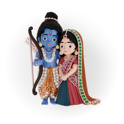 Guru Jewel's Royal Ram Sita Divine Couple Diamond Pendant for Her