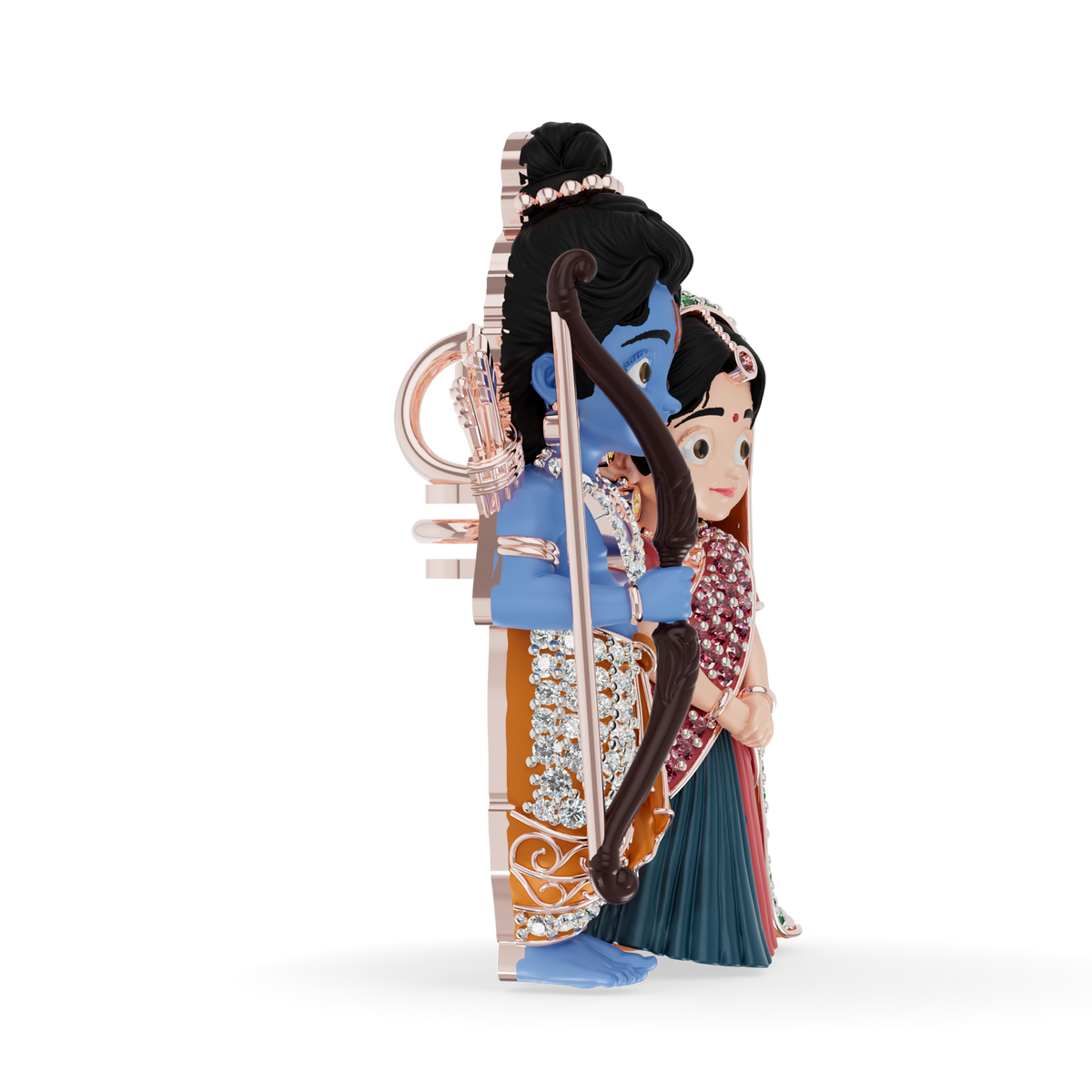 Guru Jewel's Royal Ram Sita Divine Couple Diamond Pendant for Her