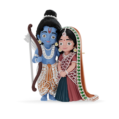 Guru Jewel's Royal Ram Sita Divine Couple Diamond Pendant for Her