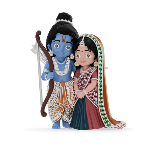 Guru Jewel's Royal Ram Sita Divine Couple Diamond Pendant for Her